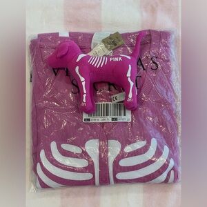 NEW X-Large VS PINK Halloween Skeleton Sleep Onesie in Berry pink & mini dog